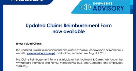 Maxicare Claims Reimbursement Procedure .